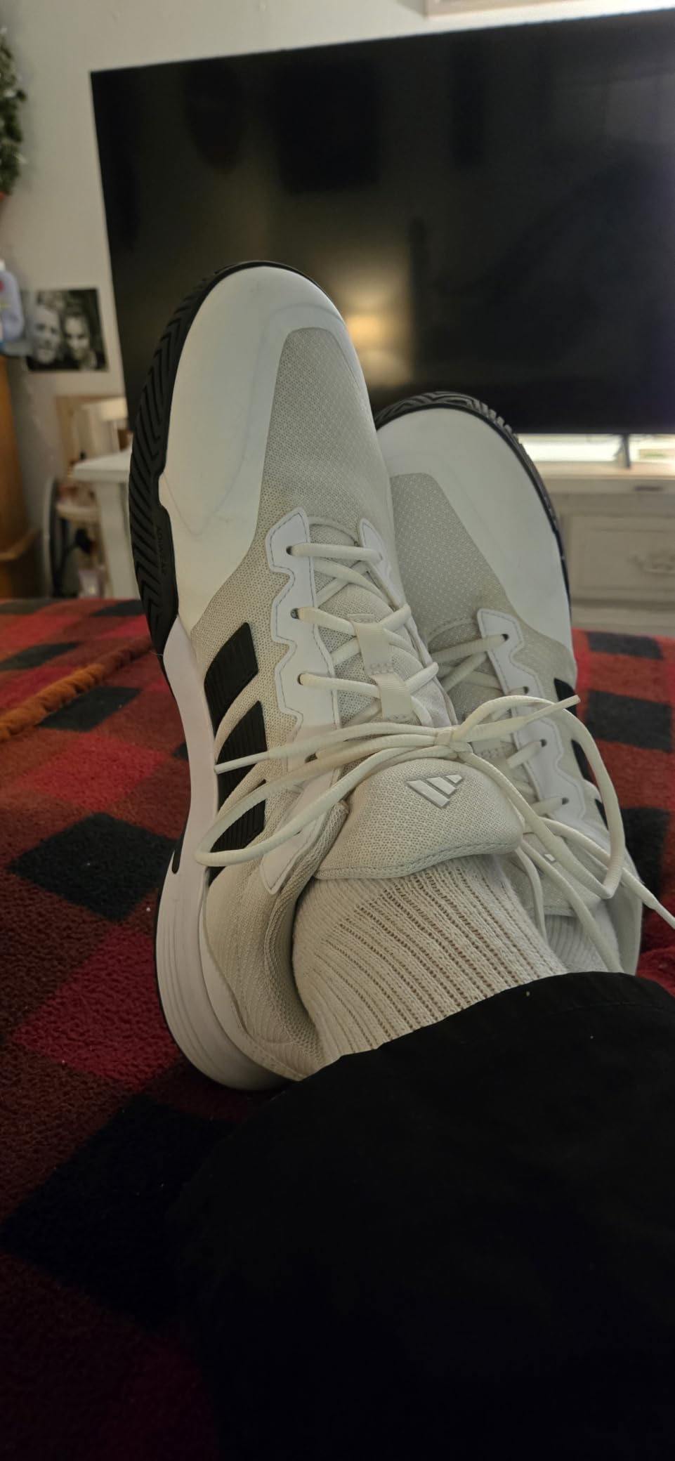 adidas Mens Gamecourt 2.0 Tennis Sneakers Shoes - Black customer photo 1