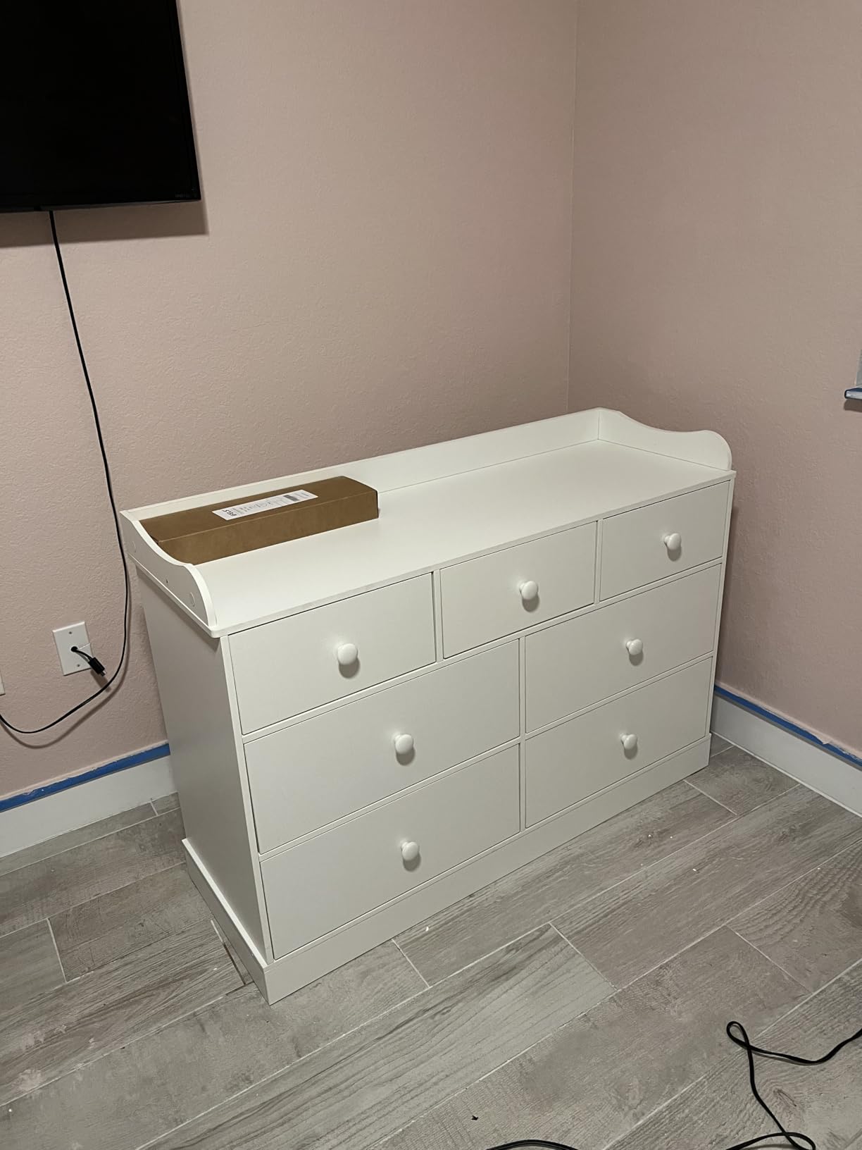 Vabches Kids Dresser Cabinet with 7 Drawers, Changing Table for Nursery, White Chest of Drawers, Baby Dresser, Kids Bedroom Furniture, Nightstand for Child’s Room, White customer photo 1