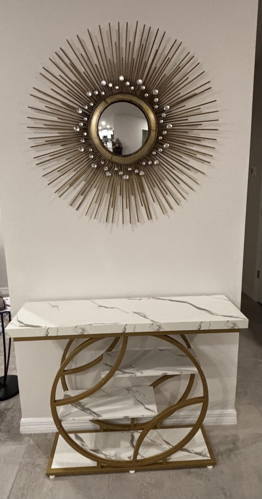 Huuger 41.3 Inch Entryway Table with Artistic Curved Metal Frame,Sofa Table customer photo 1