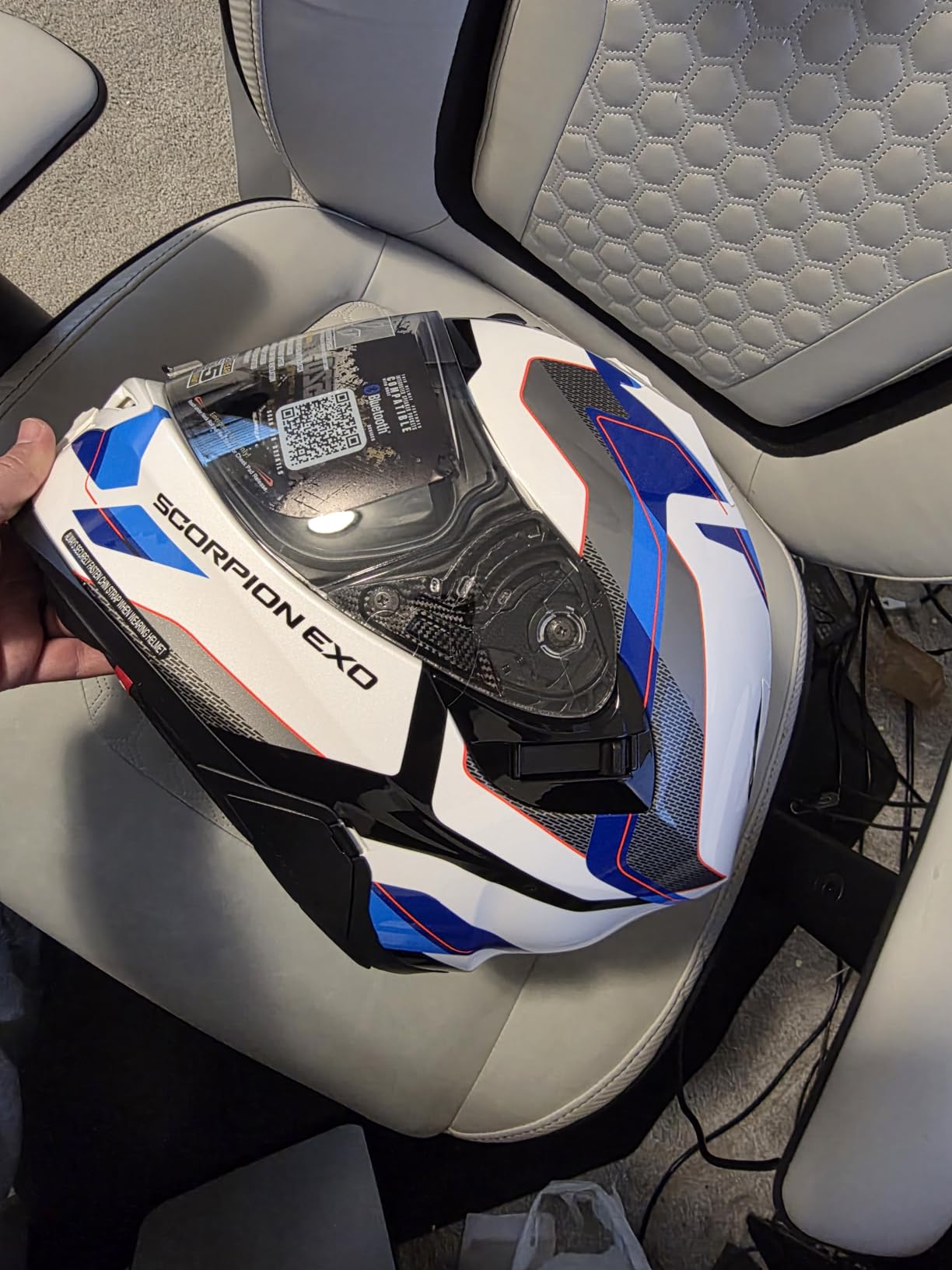 ScorpionEXO T520 Full Face Touring Motorcycle Helmet with Bluetooth Ready Speaker Pockets DOT ECE Approved Nama-Shimi (Black/Chameleon - Medium) customer photo 2