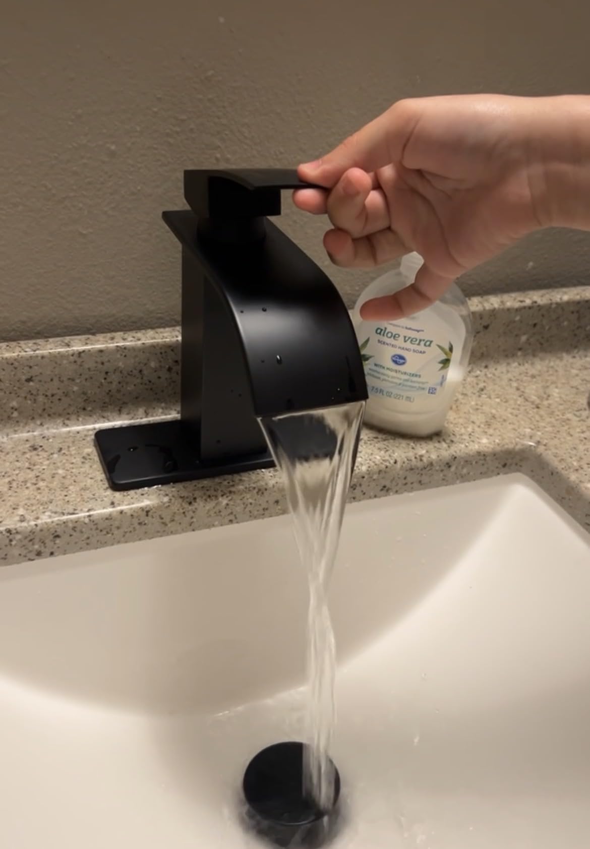 Nickel Tall Waterfall Bathroom Faucet for Vessel Sink with Drain customer photo 2