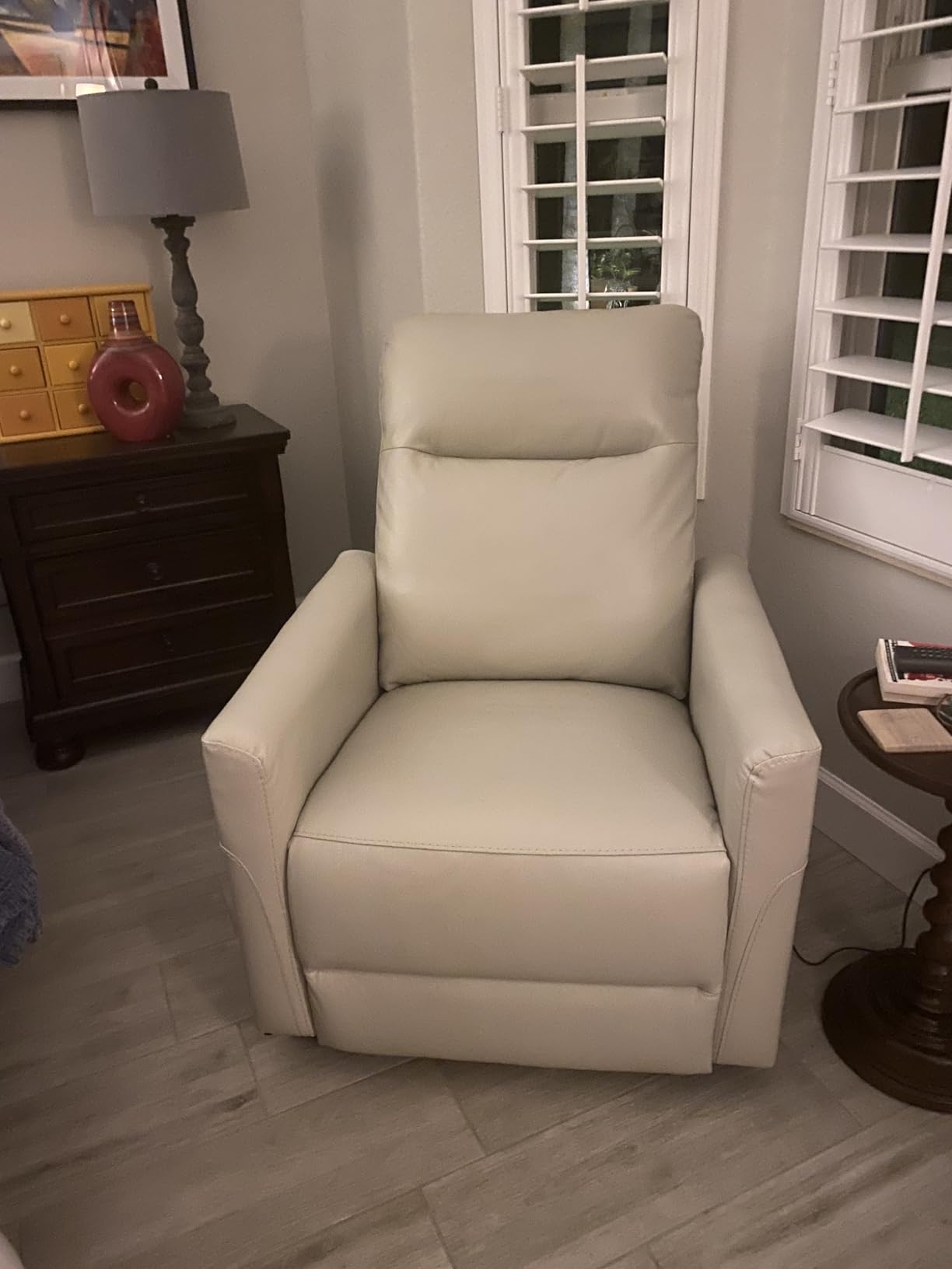 CHITA Genuine Leather Wall Hugger Power Recliner Chair for Adults, Cream | Electric Recliner for Small Spaces with Adjustable Power Headrest, USB/Type-C Charging Ports, Ideal for Living Room & RV customer photo 2