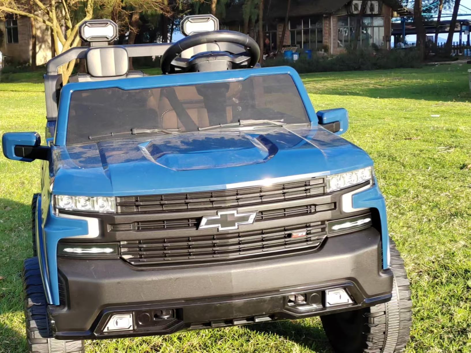 First Ride On 24V 2 Seater Ride on Toys Licensed Chevrolet Silverado, Electric Vehicle with Remote Control and Seat Belts, Electric Ride on Truck with Trunk, Bluetooth and LED Lights (Black) customer photo 2