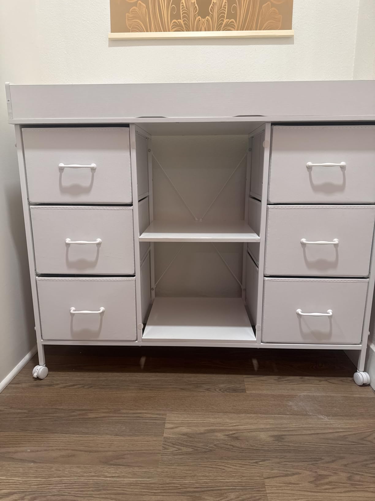 YeTom Changing Table, 6-Drawer Dresser, Adjustable Shelves, Mobile, White customer photo 1