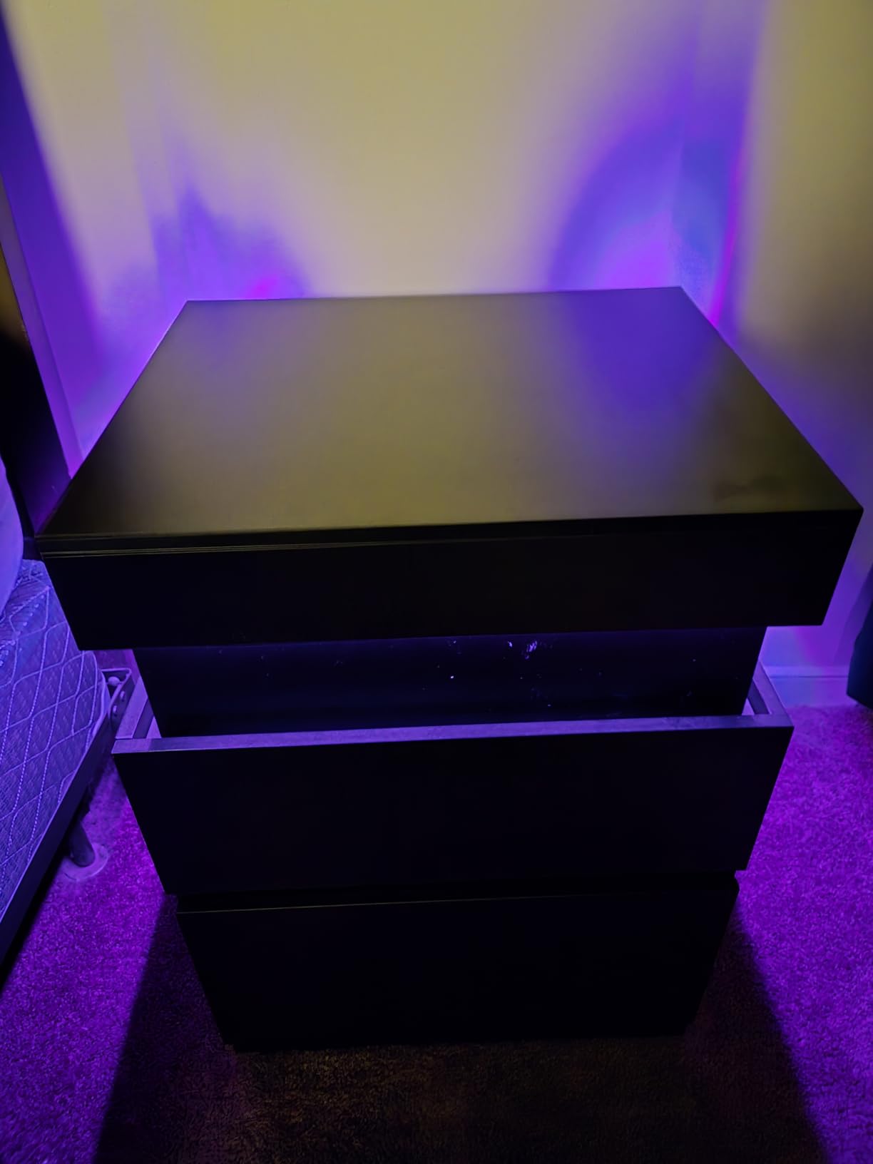 VASAGLE Black Nightstands, Charging Station, LED Lights,2 Drawers customer photo 2