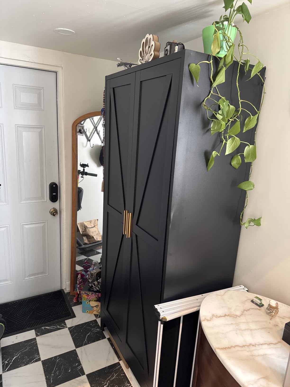 COFaR Metal Wardrobe Closet with Doors, Black Farmhouse Bedroom Armoires with Adjustable Hanging Rod and Shelves, 71'' Tall Closet Cabinet for Garage Storage, Roperos para Guardar Ropa customer photo 2