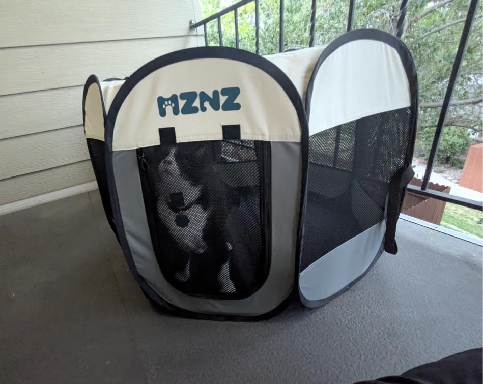 Dog Playpen, Portable Cat Playpen Crate Indoor for Dogs Cats Rabbits, Foldable Small Animal Guinea Pigs Bunny Cage Enclosure for Outdoor, Pop Up Dogs Cats Tent Kennel with Carrying Case, Grey customer photo 1