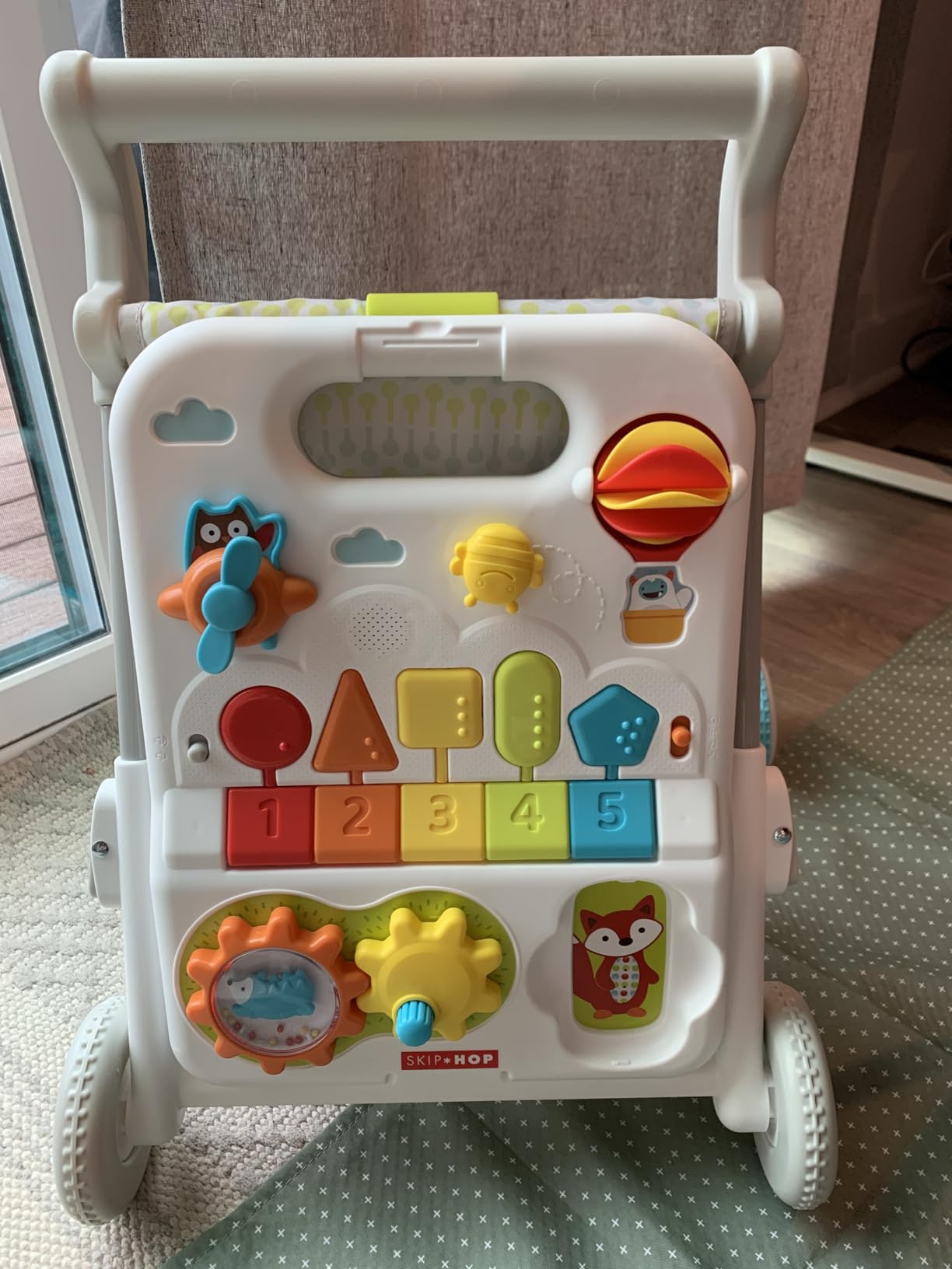Skip Hop Baby Walker 5-in-1 Sit to Stand Convertible Light Up Walker with 50+ Activities for Developmental Play, Songs and Sounds 3 Adjustable Handle Heights and Speed Control Switch Farmstand Age 6m+ customer photo 2