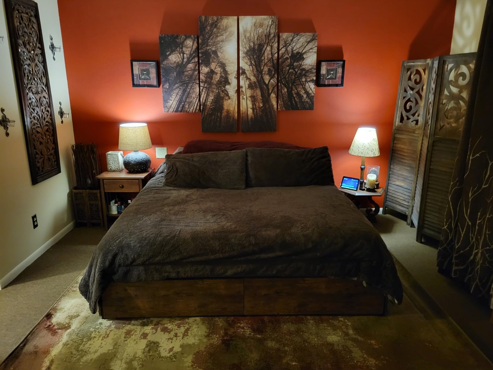 LIKIMIO Queen Bed Frame with 4 Storage Drawers, Dark Walnut customer photo 1
