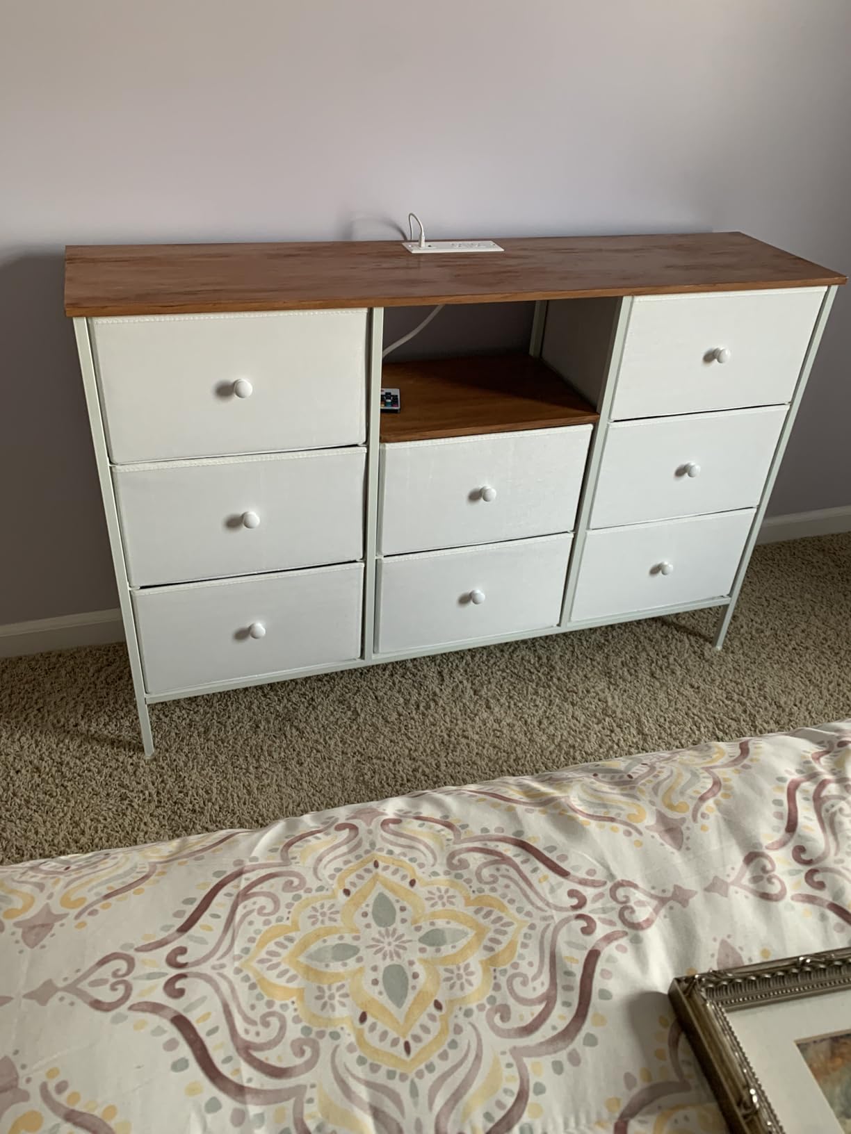 SONGMICS Dresser for Bedroom with Outlets & LED Lights, 8 Fabric Drawers customer photo 1