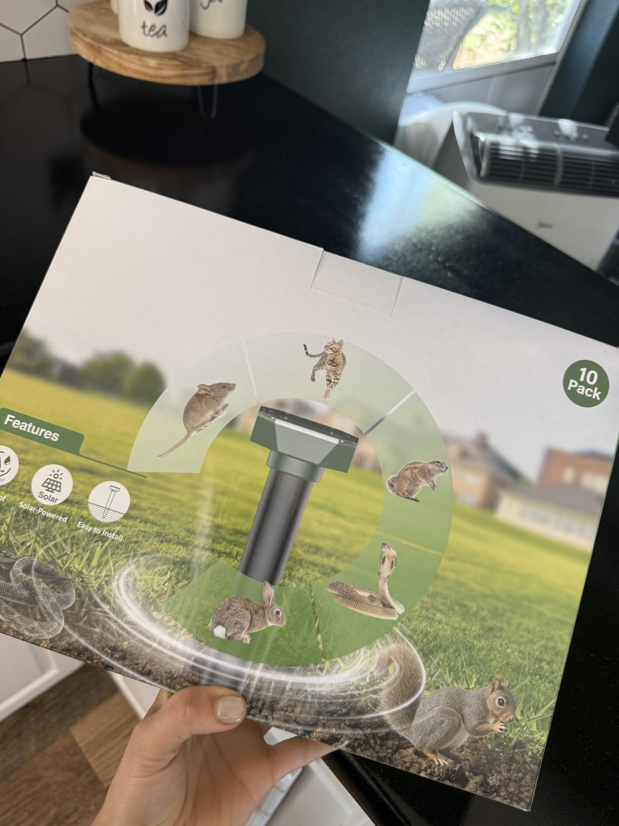 Snake & Mole & Rabbit & Skunk Repellent Solar Powered, Upgraded Ultrasonic Deterrent, IP65 Waterproof, Gopher Groundhog Chipmunk Raccoon and Vole Repellent & Deterrent for Lawn & Garden, 10 Pack customer photo 2