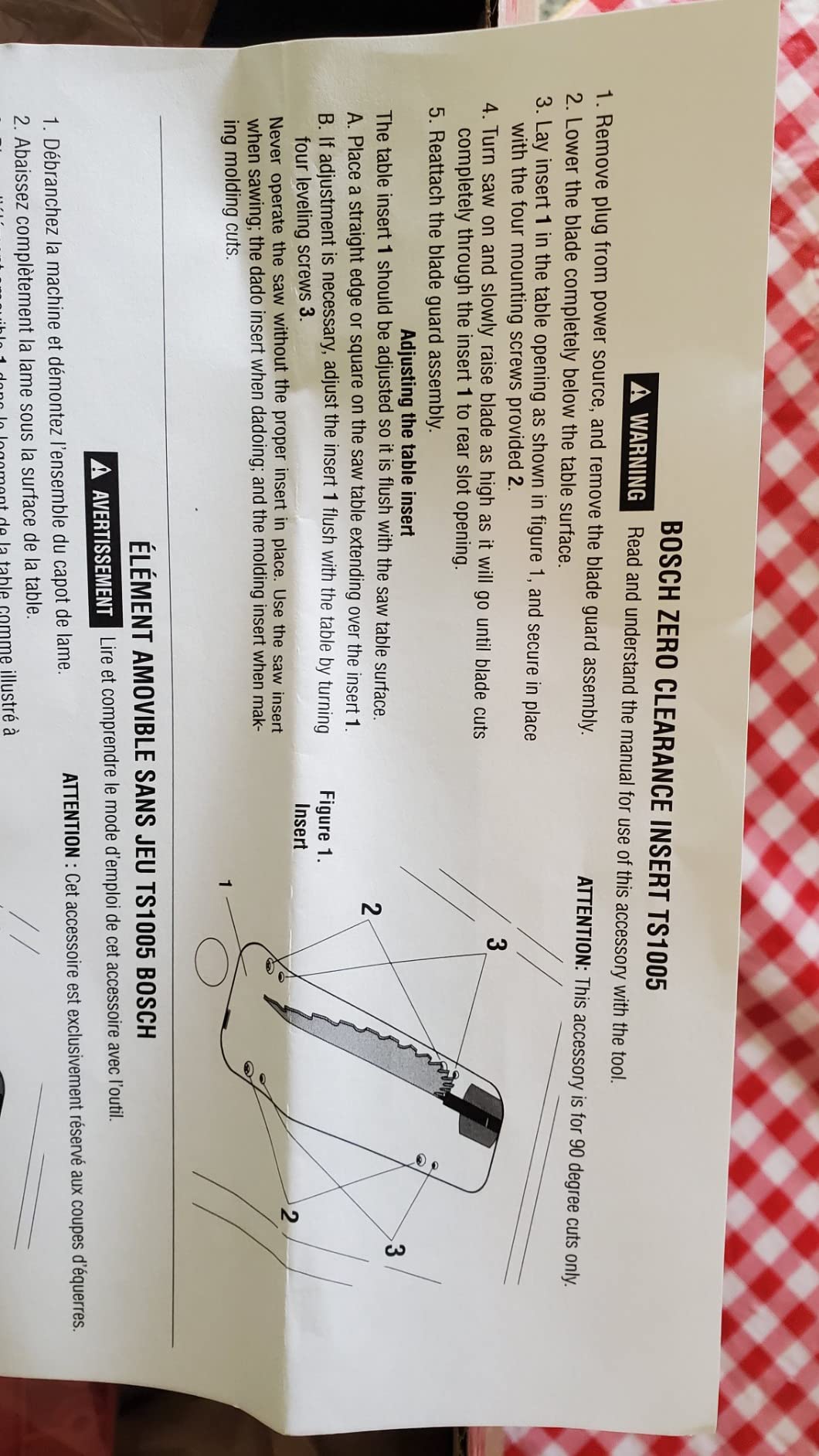 Bosch TS1005 Zero Clearance Insert Assembly for Table Saws Red 4100, 4000 customer photo 1
