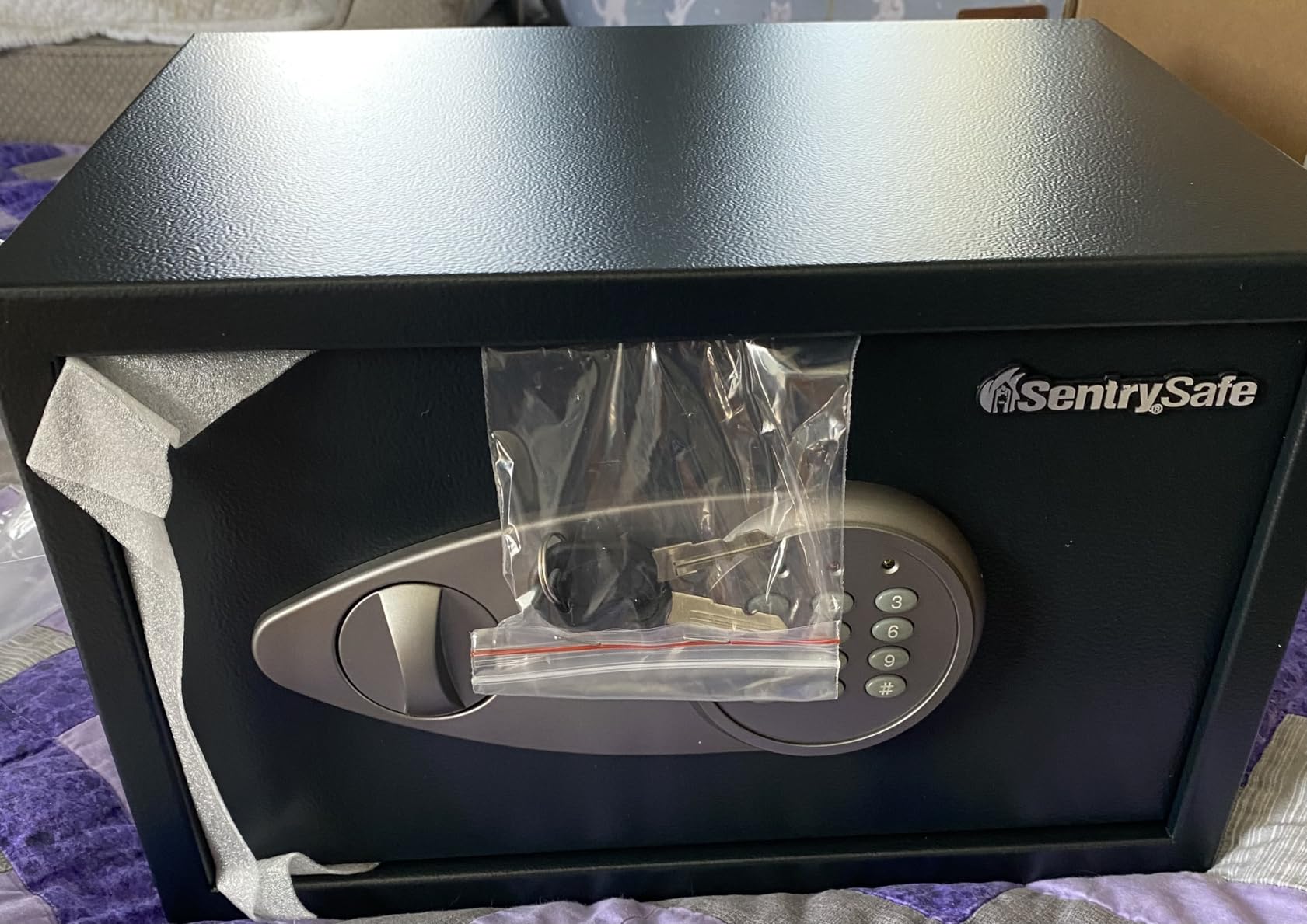 SentrySafe Shelf Safe with Digital Keypad Lock, Steel Safe with Interior Lining and Bolt Down Kit for Money, Jewelry, Documents, 0.98 Cubic Feet, 8.9 x 16.9 x 13.6 Inches, X105 customer photo 2