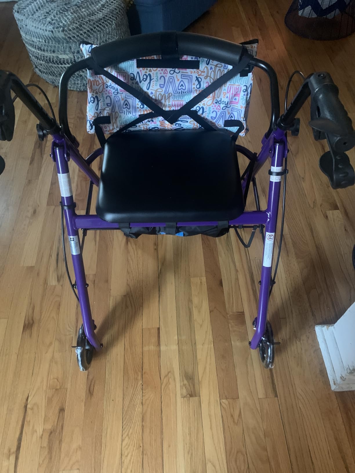 Medline Aluminum Rollator Walker with Seat, Purple, 250 lb. Weight Capacity, Lightweight, 6” Wheels, Foldable, Adjustable Handles, Rolling Walker for Seniors customer photo 1