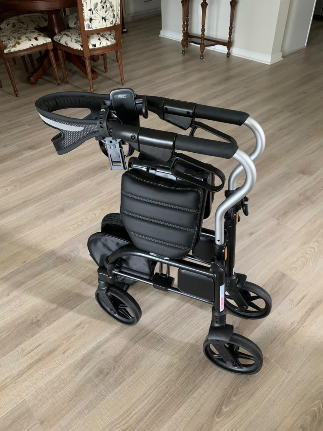 Evolution Trillium Lightweight Walker Rollator with Seat, Wheels, Brakes for Indoor, Outdoor Mobility, Tall Blue customer photo 1