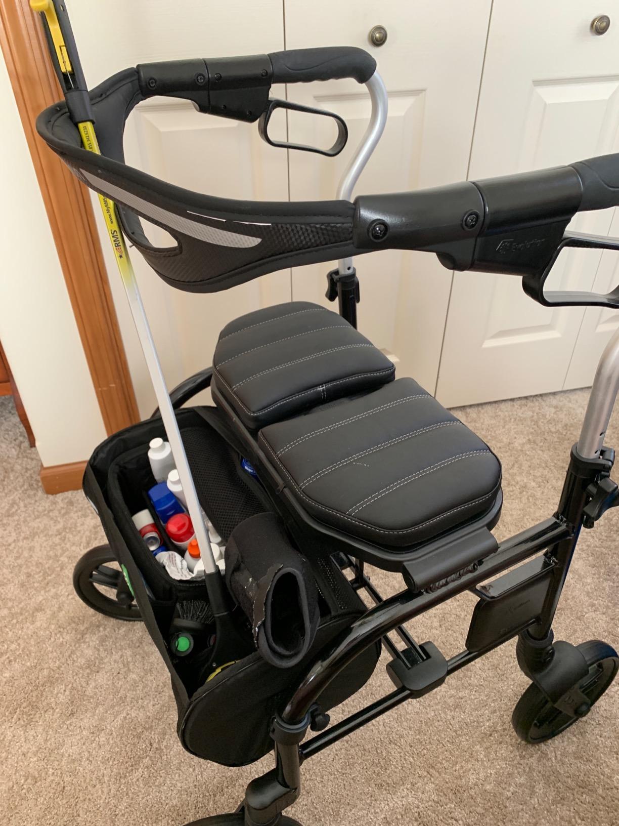 Evolution Trillium Lightweight Walker Rollator with Seat, Wheels, Brakes for Indoor, Outdoor Mobility, Tall Blue customer photo 2