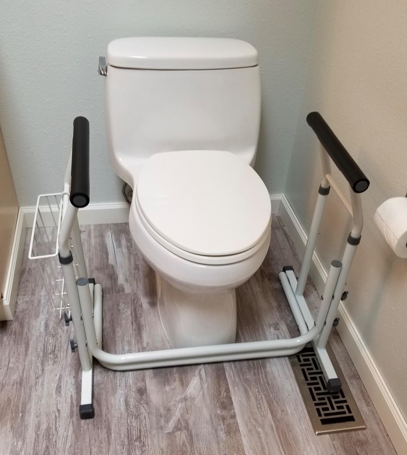 FSA/HSA Eligible, Vaunn Medical Bathroom Patented Height Adjustable Height Toilet Rail Grab Bar and Commode Safety Frame Handle (Adjust 24-30”H) customer photo 2