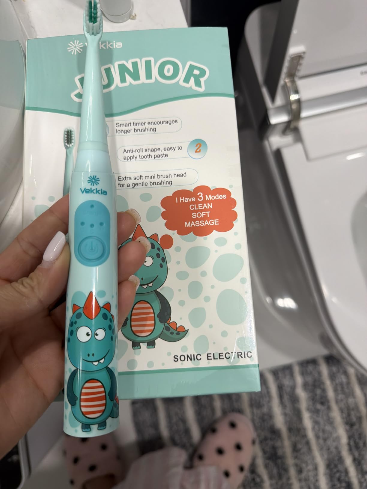 Vekkia Sonic Rechargeable Kids Electric Toothbrush(Blue) customer photo 1
