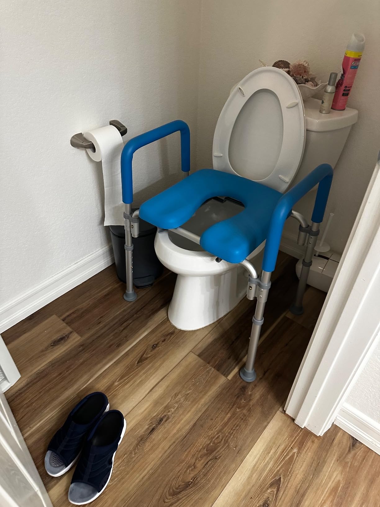 Ultimate Raised Toilet Seat with Handles, Padded, Armrests, Adjustable Height, Premium Elevated Toilet Seat for Elderly Bathroom Safety with Arms, Standard and Elongated Toilets customer photo 1