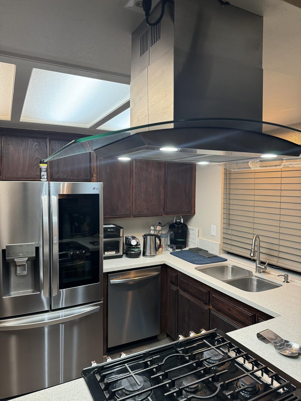 Tieasy Island Range Hood 36 inch 700 CFM Ceiling Mount Kitchen Stove Hood Ducted with Tempered Glass 4 LED Lights Touch Control 3 Speed Fan Permanent Filters customer photo 1