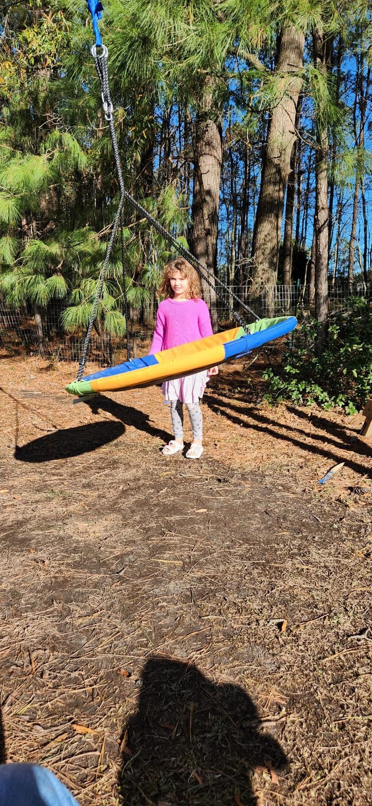 Costzon 40 Inch Saucer Swing for Kids Outdoor, 700 lbs Weight Capacity Round Swing w/ 900D Waterproof Oxford Cloth, Adjustable Rope, Flying Swing for Backyard & Indoor Playground customer photo 1
