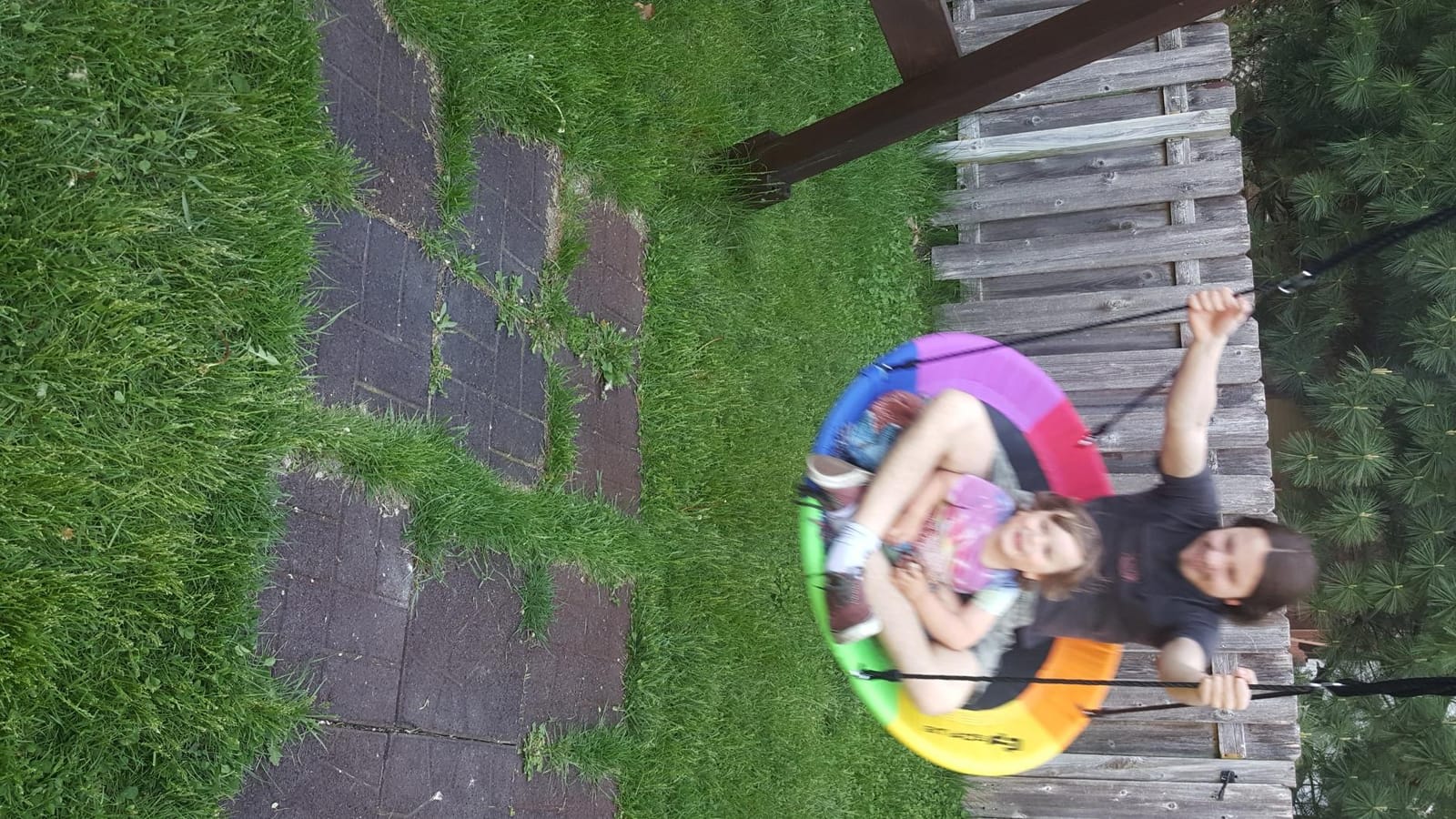 Costzon 40 Inch Saucer Swing for Kids Outdoor, 700 lbs Weight Capacity Round Swing w/ 900D Waterproof Oxford Cloth, Adjustable Rope, Flying Swing for Backyard & Indoor Playground customer photo 2