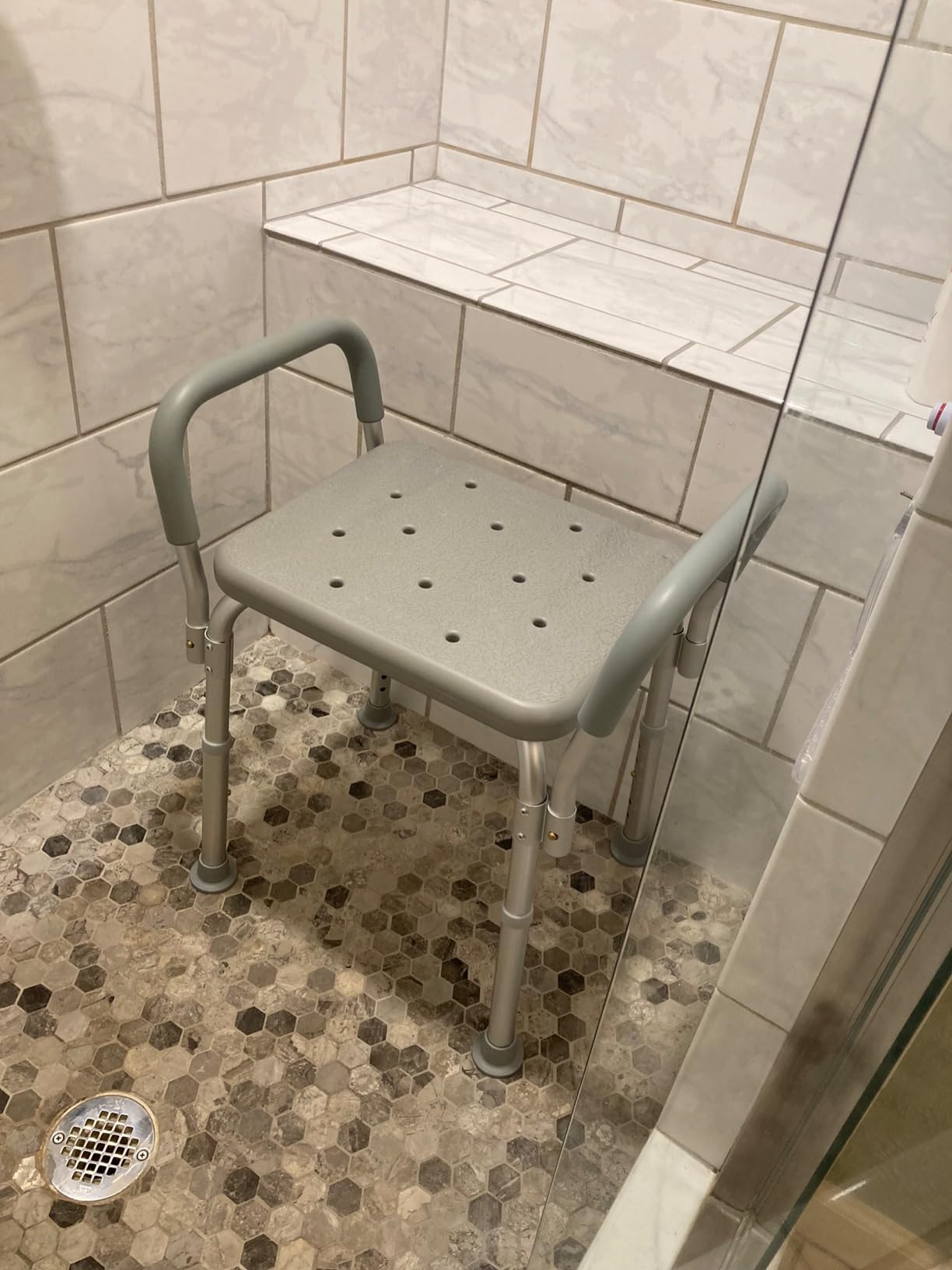 Medline Backless Shower Chair with Arms - 350 lb. capacity, Bench, Stool, Seat for Elderly, Seniors Independent Adult and Disabled Adults customer photo 1