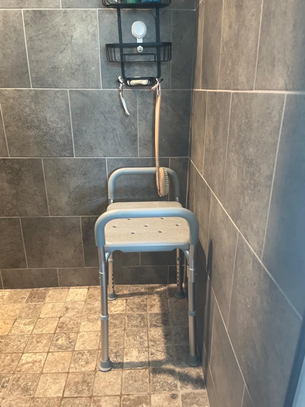 Medline Backless Shower Chair with Arms - 350 lb. capacity, Bench, Stool, Seat for Elderly, Seniors Independent Adult and Disabled Adults customer photo 2