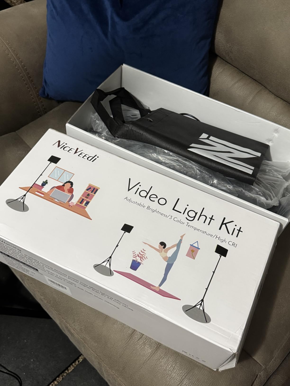 2-Pack LED Video Light Kit, NiceVeedi Studio Light, 2800-6500K Dimmable Photography Lighting Kit with Tripod Stand&Phone Holder, 73