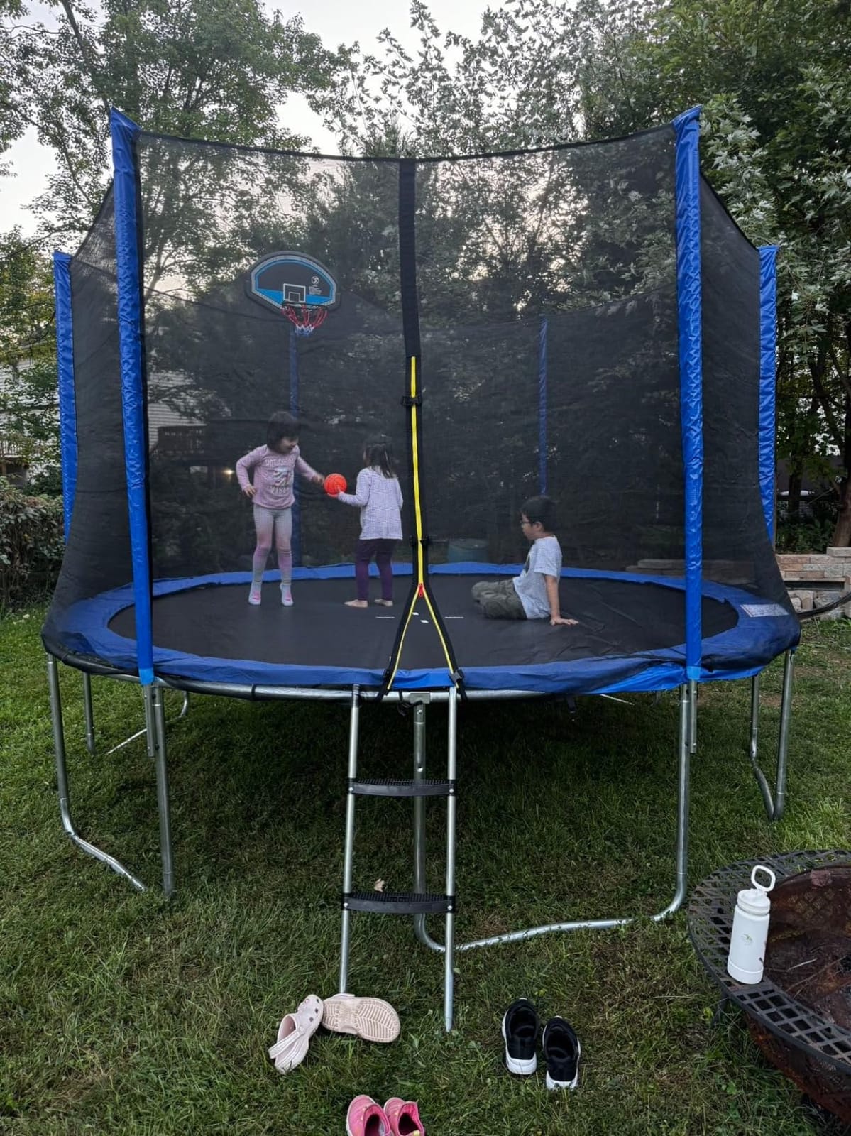 GYMAX Trampoline for Kids, ASTM Approved 12FT 14FT 15FT 16FT Recreational Toddler Trampoline with Enclosure Net, Basketball Hoop, Basketball & Pump, Rebounder for Adults customer photo 1