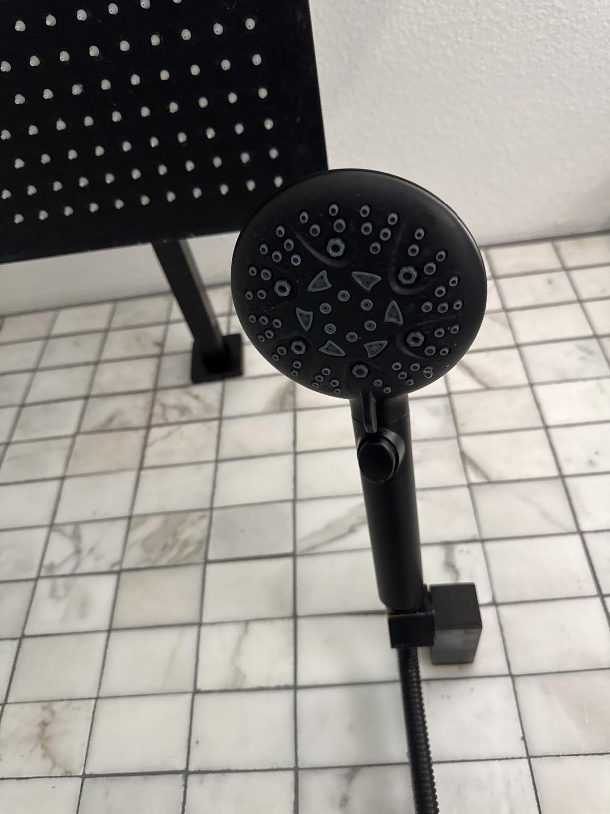 GwernKB Handheld Shower Head with On Off Switch 8-Mode High Pressure Showerhead with 79 Inches Extra-long Stainless Steel Hose and Bracket PLUS Extra Low-Reach Adhesive Wall Mount for Kids,Silver… customer photo 2