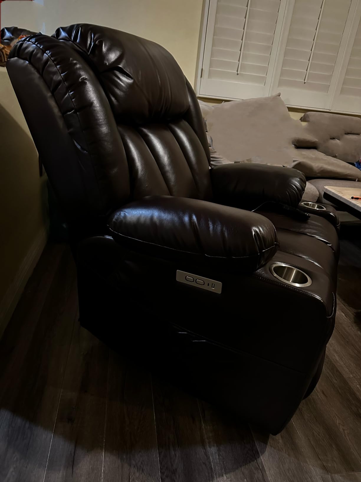 Large Power Lift Recliner, PU Leather Chair with Massage & Heat, Cup Holders, USB‑C Ports, Remote Control for Elderly (Brown) customer photo 2