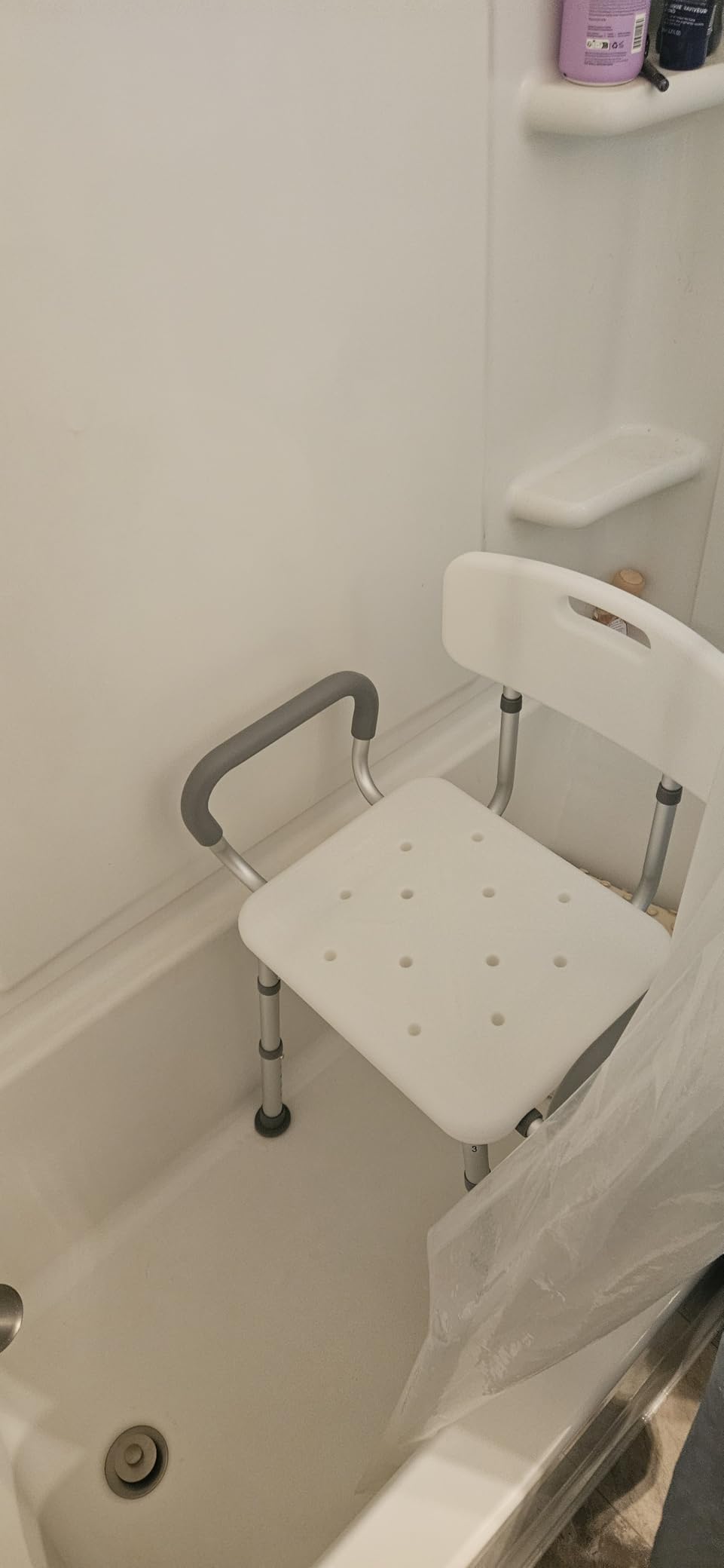 HOMLAND Shower Chair for Inside Shower with Padded Armrests and Back customer photo 2