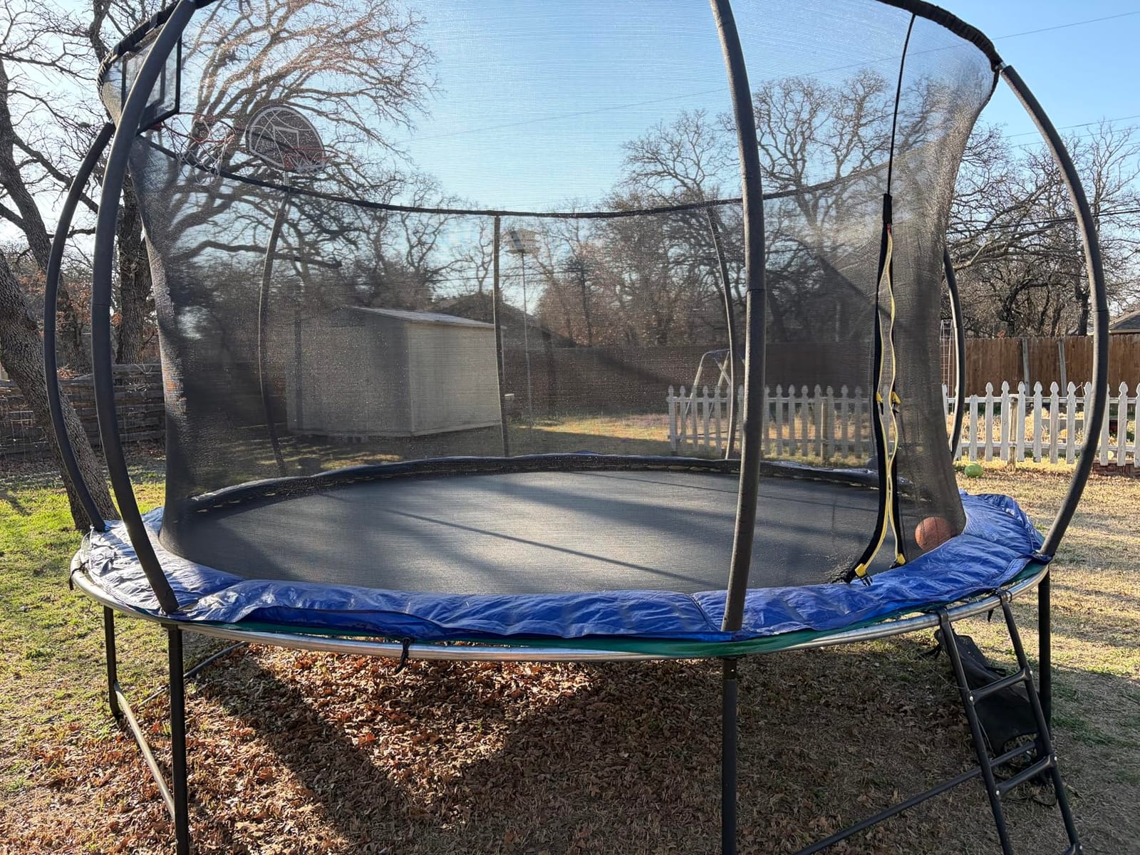 Lyromix 12 14 15 16FT Outdoor Trampolines for Kids and Adults, Pumpkin Trampolin with Curved Poles, Recreational Trampolin with Basketball Hoop and Safety Enclosure Net for Kids and Adults customer photo 1