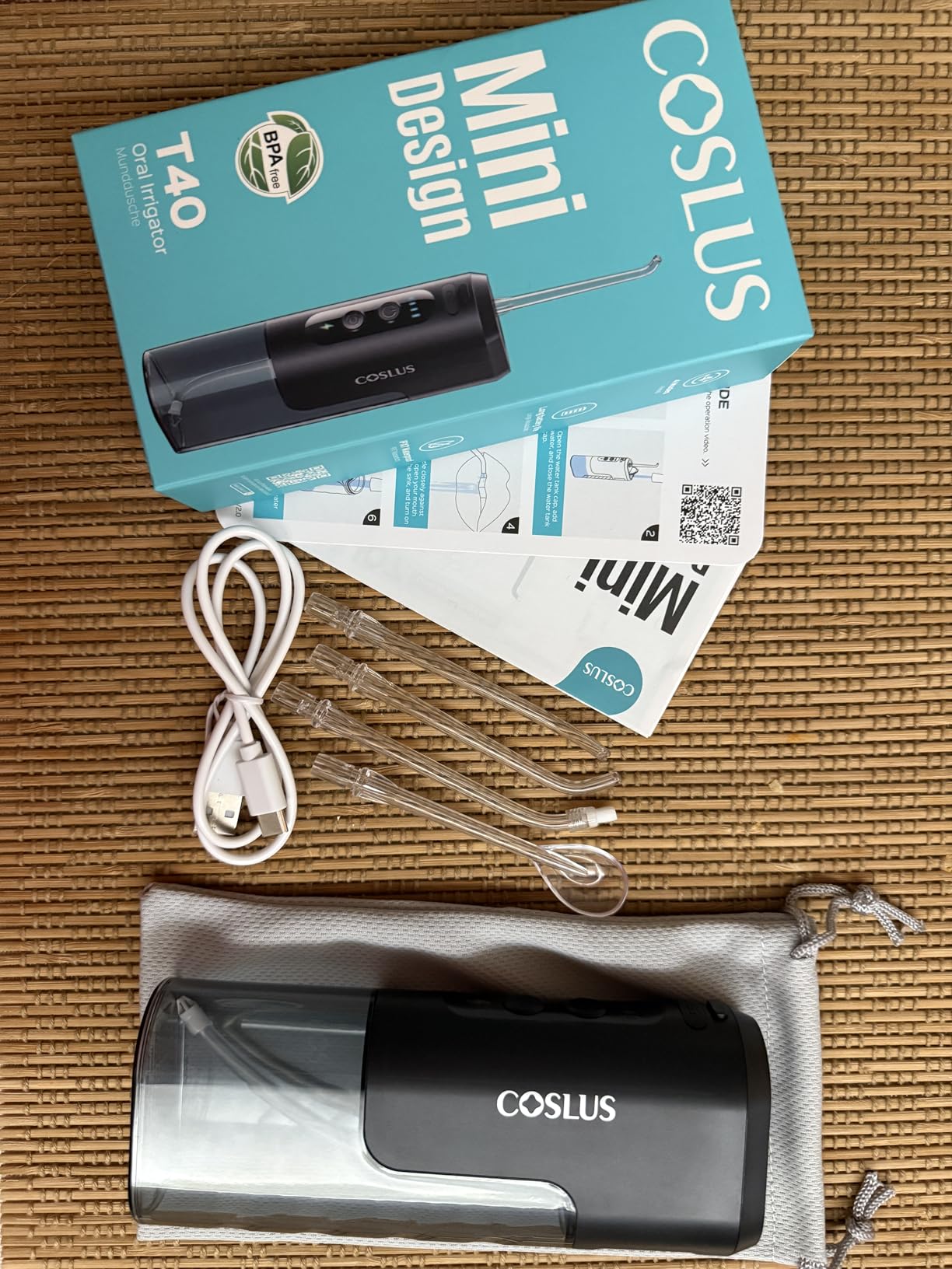 COSLUS T40 Mini Water Flosser for Travel, Portable Compact Design, Balck customer photo 2