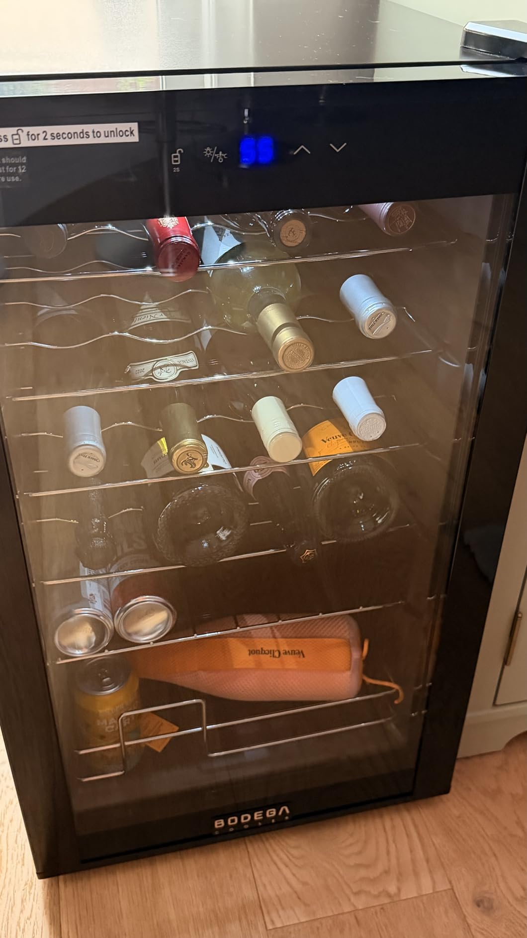 BODEGA 24 Inch Dual Zone Wine Fridge, 46 Bottle Built-in Wine Cooler with Compressor Cooling, Double-Layer UV Glass Door, Digital Thermostat & ≤35dB Quiet – Freestanding Fridge for Home Kitchen Bar customer photo 1