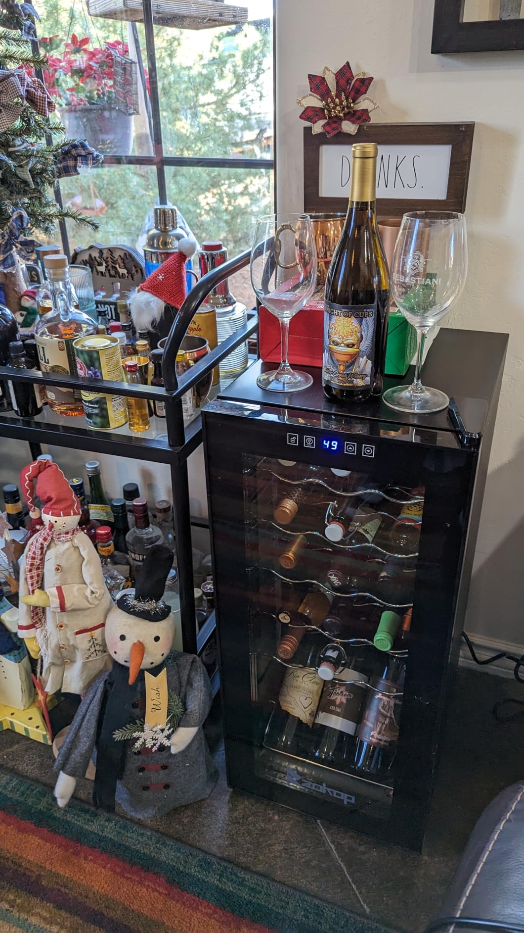 ROVSUN 33 Bottle Wine Fridge, Dual Zone Wine and Beverage Refrigerator with Independent Temp Control & LED Control Panel, Freestanding Wine Cooler Chiller for Red White Wine, Champagne, Beer customer photo 1