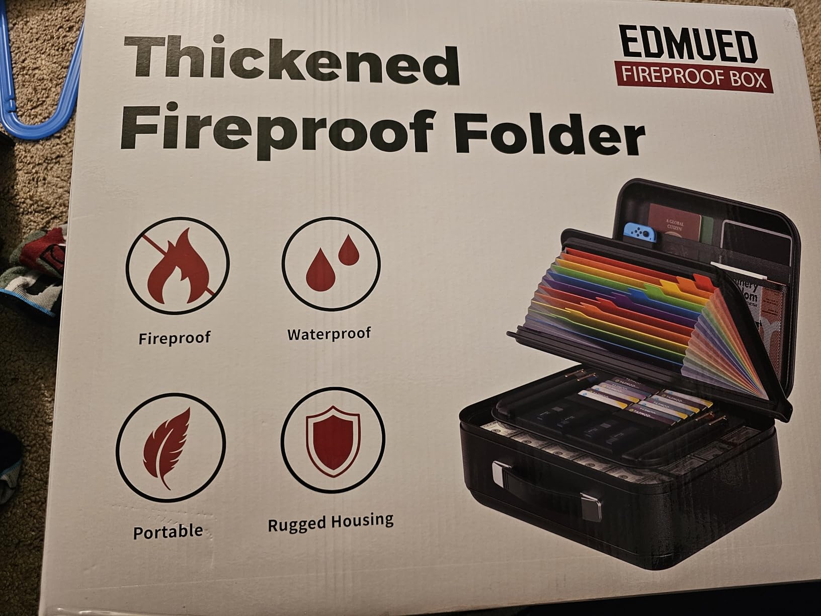 Fireproof Document Box, Waterproof Safe Box with Combination Lock customer photo 1