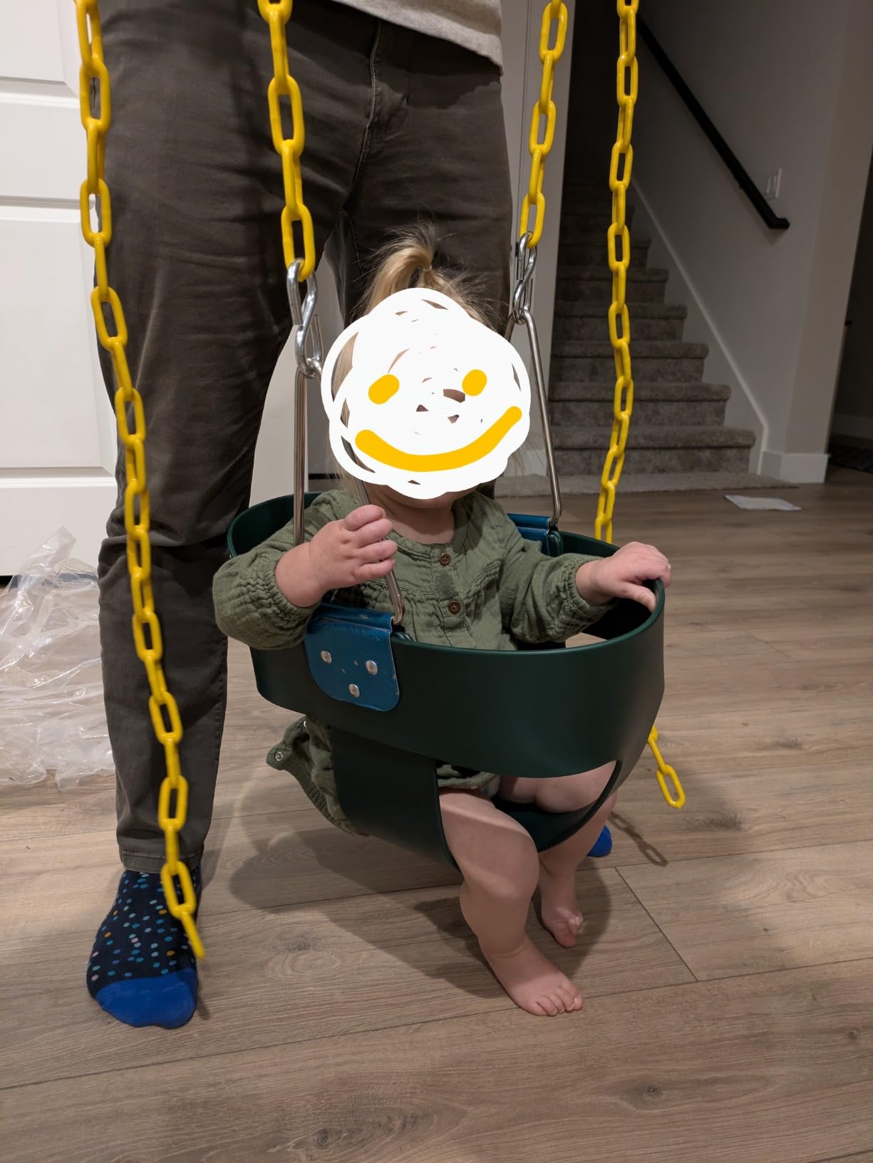 Heavy-Duty Toddler Swing with Coated Safety Chains-High Back Bucket Seat Includes Tree Straps,Hooks for Backyard, Playground,Outdoor Use (Green) customer photo 1