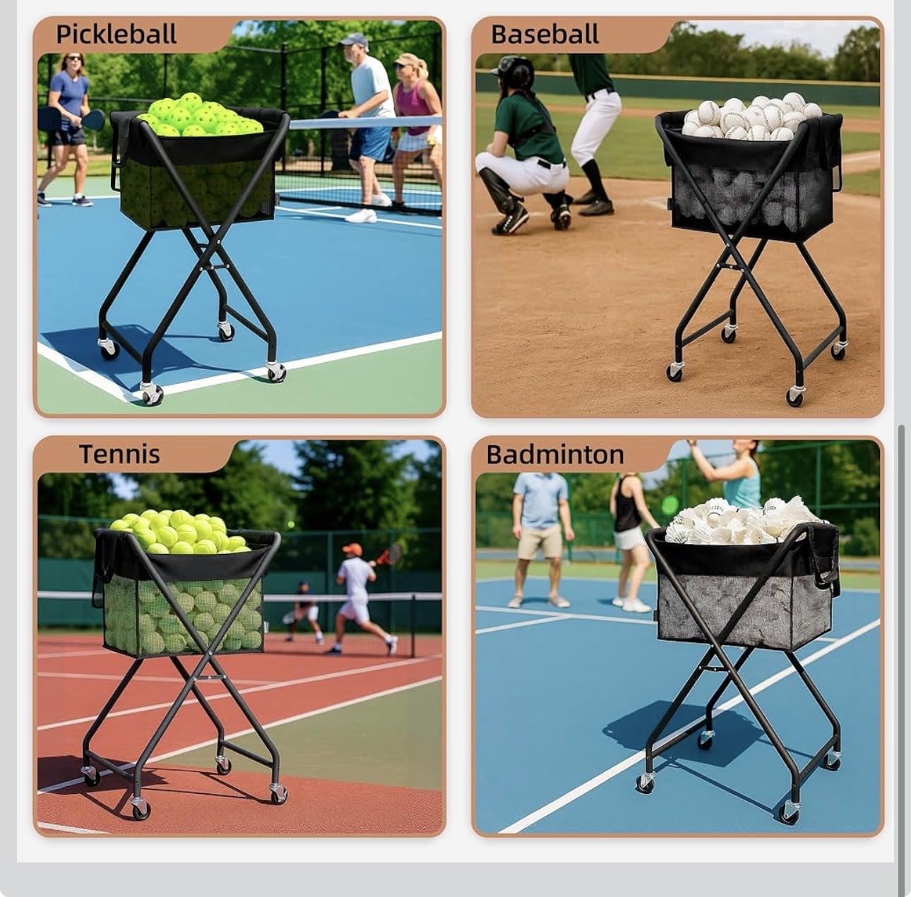 STORAGE MANIAC Foldable Tennis Ball Hopper Cart with Removable Ball Bag customer photo 2