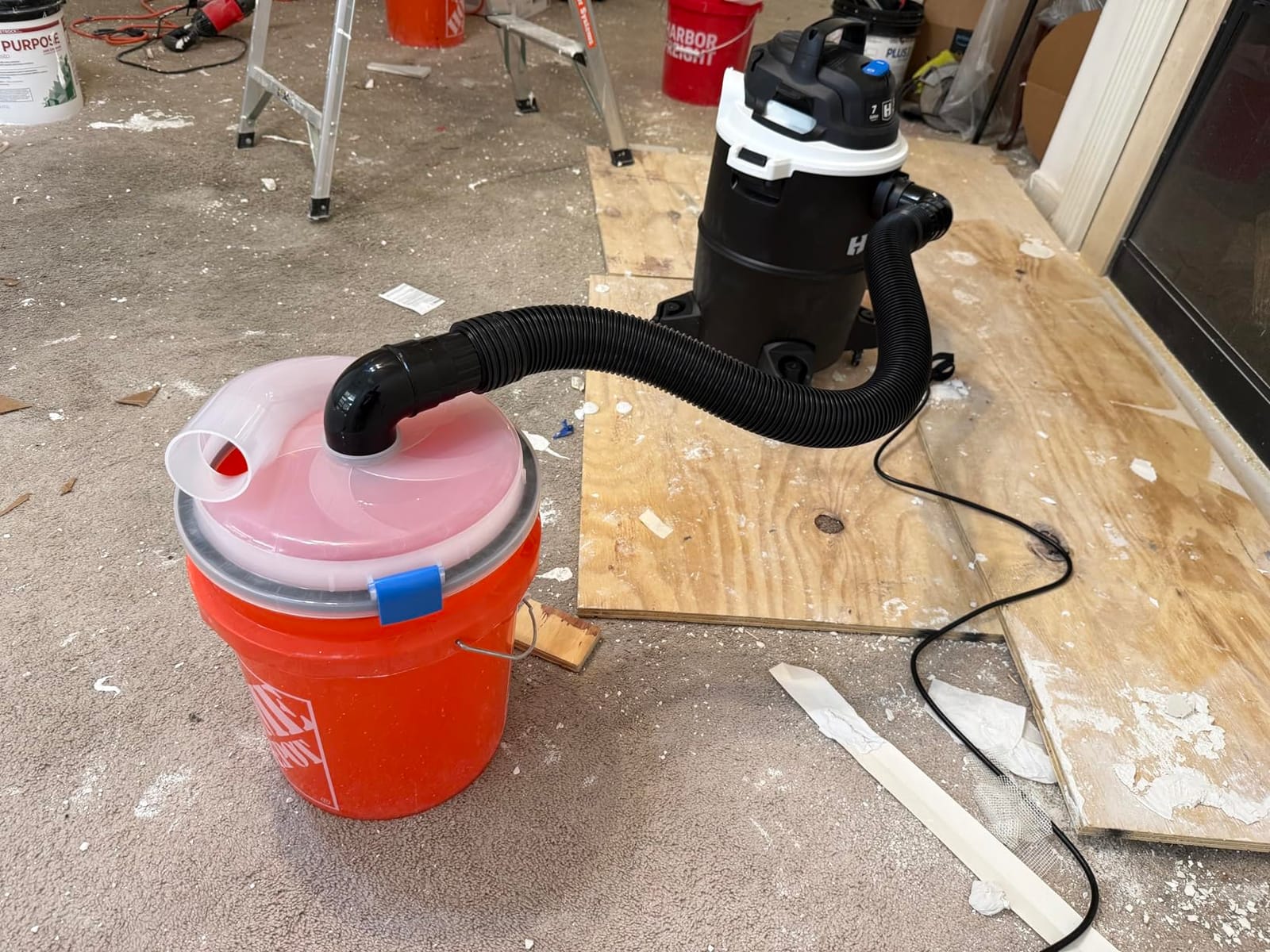 Dust Separator - High-Efficiency Cyclone Dust Separator, Dust Separator for Standard 5 Gallon Buckets, Wet & Dry Debris, Includes 90° Elbows & 2-1/2” Hose customer photo 2