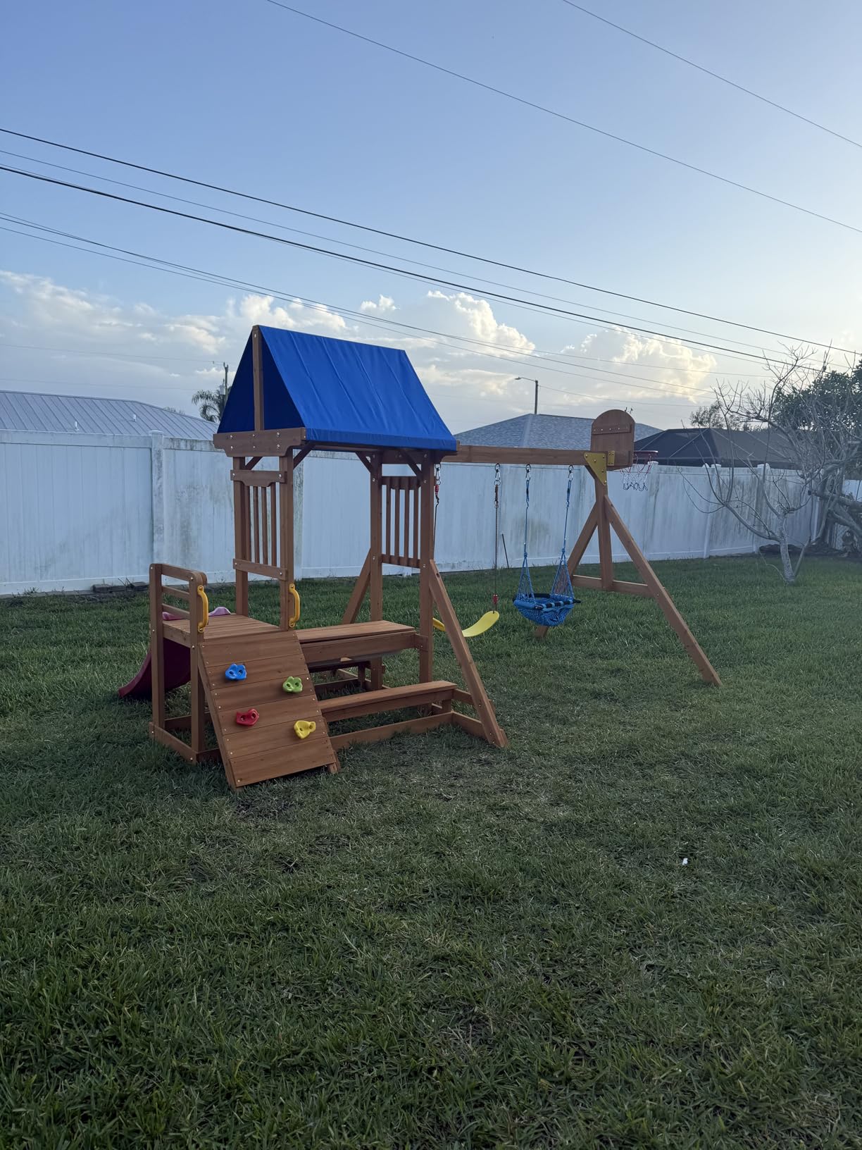 Wooden Swing Sets for Backyard, Outdoor Playset with Climbing System customer photo 1