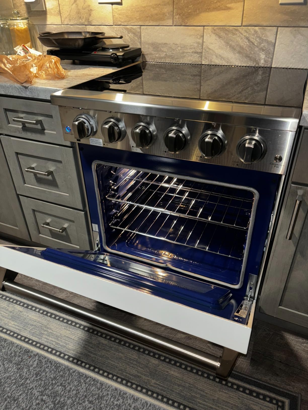 KOSTCH 30 inch Professional Electric Range with 5 Heating Elements Cooktop, 4.55 Cu. Ft. Convection Oven Capacity, Smooth Glass Top, in Stainless Steel (White/Bronze) customer photo 2