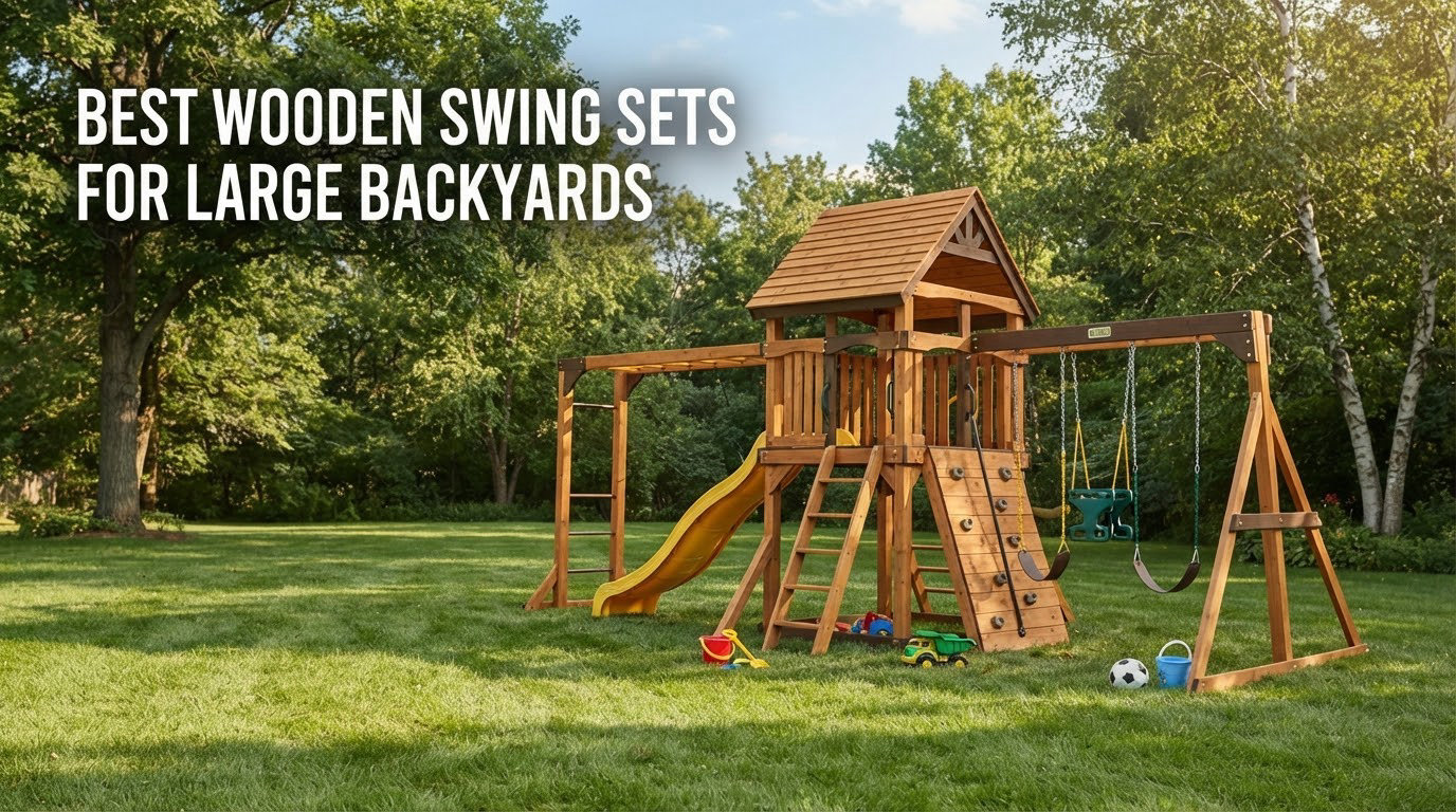 best wooden swing sets for large backyards
